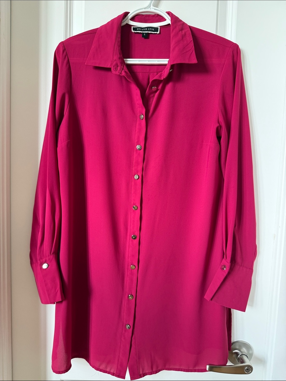 Mellanie Lynne Fuchsia Button-Front Tunic Top